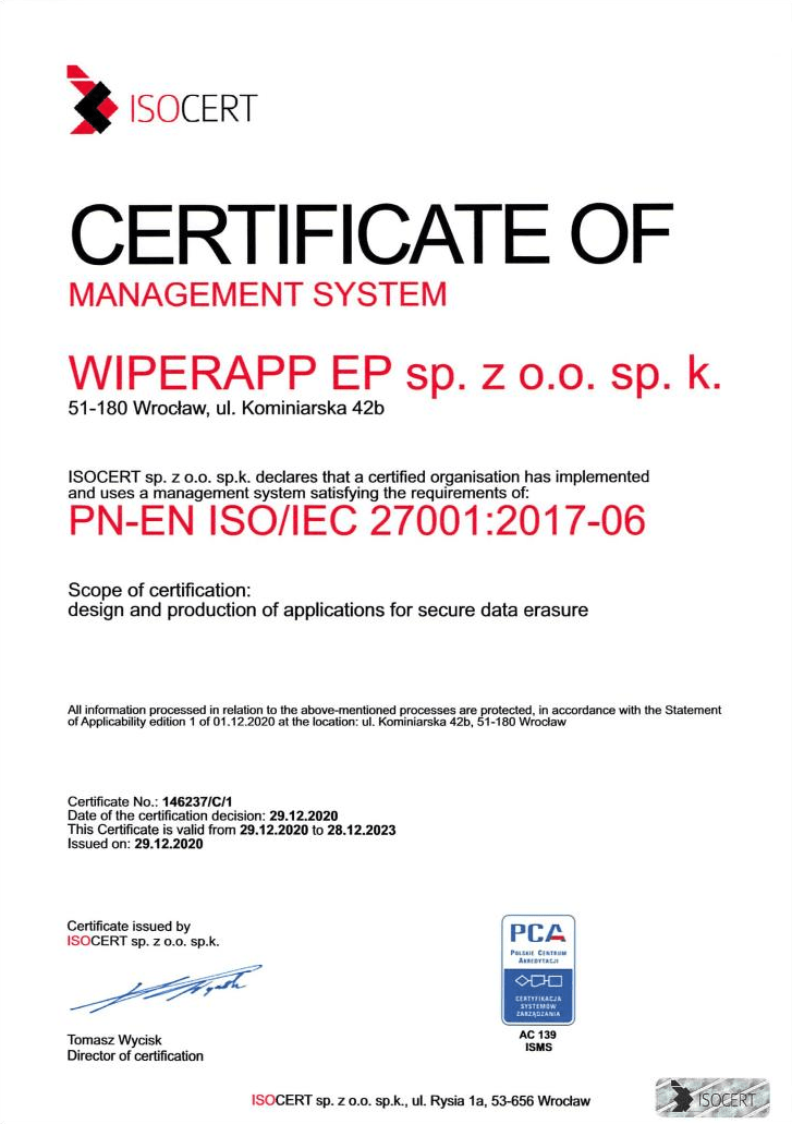 certyfikat iso 27001